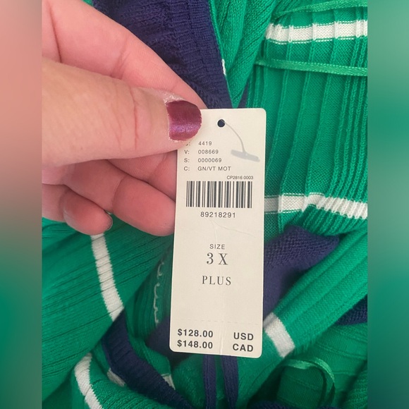 🆕Daily Practice by Anthropologie-Knit Striped Midi Dress, Green Motif, Size 3X - Picture 12 of 14